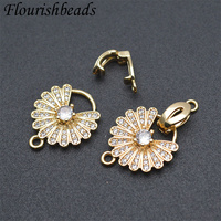 Fermoirs en forme de fleur pour femme, sans Nickel, antirouille, plaqué or, CZ Pave, grande taille, pour bricolage, fabrication de bijoux, vente en gros