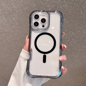 เคสโทรศัพท์แม่เหล็กใส 3-in-1 สำหรับ iPhone 17 16 15 14 13 12 11 Pro Max ป้องกันแรงกระแทกแบบเรียบง่าย - Product Image 2