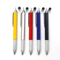 Eacajess – Stylo multifonction 6-en-1 : règle, niveau, écran tactile, encre UV et stylo bille en métal léger, encre multicolore, tournevis
