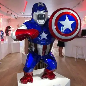 갤러리 방문 기하학 동물 캡틴 아메리카 야생 Kong 오일 고릴라 동상 판매