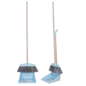 Factory direct sale long stainless steel handle plastic broom dustpan set