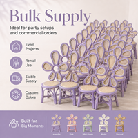 Chaises en rotin fleuries de luxe personnalisées pour enfants, avec dossier floral, pour fêtes d'anniversaire intérieures et extérieures, événements de jardin, location