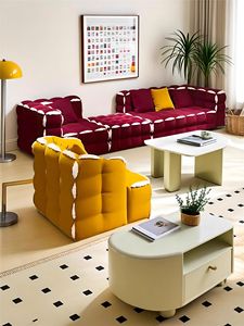 أريكة مودولار فاخرة بتصميم إيطالي على الطراز الاسكندنافي لغرفة المعيشة، بلون كريمي للفيلات والفنادق، أريكة مقطعية كبيرة ومريحة - Product Image 5