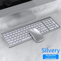 Teclado y Ratón Inalámbricos Multidispositivo con Modelo Dual en Árabe, Ruso y Coreano, Conjunto de Teclado y Ratón Inalámbricos para Computadora Portátil, PC y Tableta