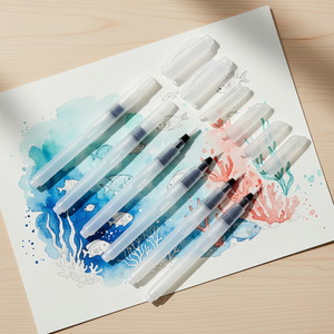 Ensemble <span class=keywords><strong>de</strong></span> 6 stylos pinceaux à eau rechargeables, pinceaux à eau à pointes assorties pour la peinture, la calligraphie, la coloration, les travaux manuels - Product Image 2
