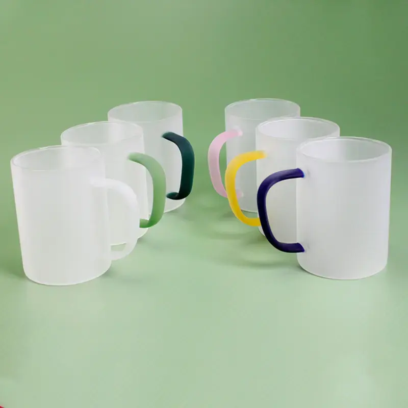 Chất lượng cao bán buôn thăng hoa Frosted Glass cốc cà phê DIY trống Mug với đầy màu sắc xử lý