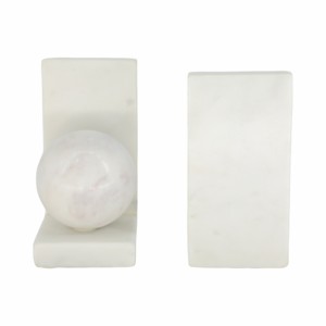 Fermalibri a forma di L in marmo con decorazione a sfera per scaffali, ufficio, scrivania - Product Image 4