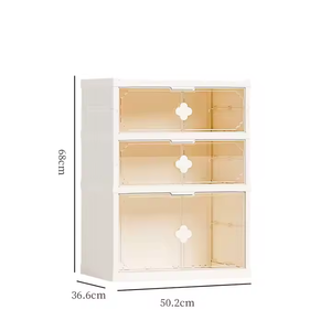 Scatola Portascarpe Pieghevole in Plastica Impilabile a Quattro Piani, Design Classico, <span class=keywords><strong>Dimensioni</strong></span> 50.2x36.6x122cm per Casa - Product Image 3