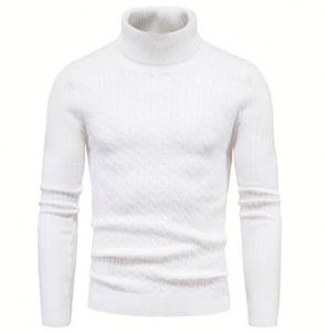 Pull torsadé à la mode pour hommes à <span class=keywords><strong>col</strong></span> <span class=keywords><strong>roulé</strong></span> mince de couleur unie d'automne et d'<span class=keywords><strong>hiver</strong></span> pour les hommes - Product Image 4