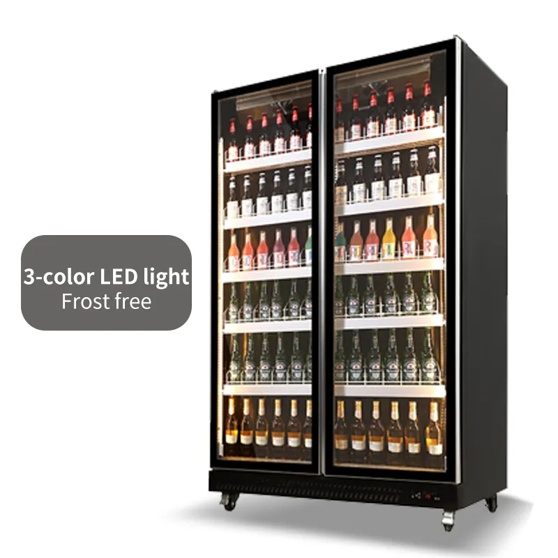 Refrigeratore dell'esposizione dei liquori del vino dell'alcool delle bevande della birra della bevanda della porta di vetro isolante 1.2m