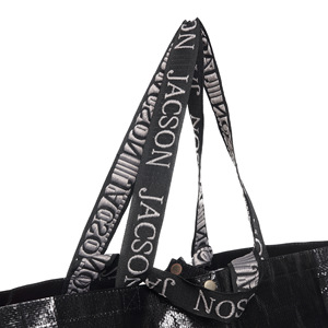 블랙 초대형 용량 배 패턴 휴대용 패션 쇼핑 솔리드 <span class=keywords><strong>PP</strong></span> 직조 가방 긴 손잡이 포함 - Product Image 2