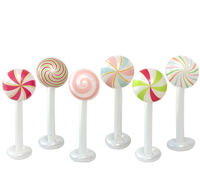 Panneau publicitaire gonflable de Noël en forme de sucette, motif macaron multicolore à rayures spirales, pour la décoration de scènes de vacances sur le thème des desserts