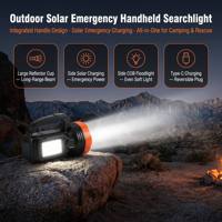 Lampe torche solaire rechargeable longue portée 1500M, laser COB double lumière, étanche, pour la chasse, le sauvetage, le camping, la pêche