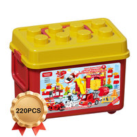Lot de 220 gros blocs de construction en gros, ensemble de sauvetage incendie dans une boîte de rangement, jouet éducatif de construction, approvisionnement en gros pour usine, pour enfants