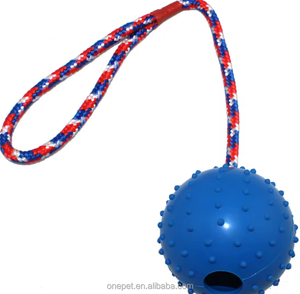 Bola berduri hewan peliharaan mainan kunyah tali tindik tidak bisa hancur interaktif anjing bermain bola karet lucu dengan tali - Product Image 5