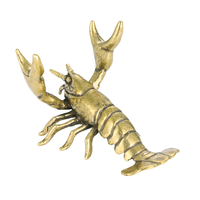 Adornos pequeños creativos de latón puro con forma de camarón de cuero, camarón simulado, mascota de té, camarón de mesa, camarón de imitación