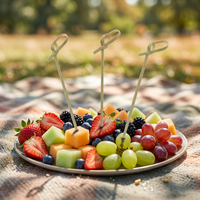 Brochettes en bambou vert naturel nouées avec long manche, qualité alimentaire, style coréen, pour grillades au charbon de bois, fournitures de fête en gros