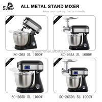 Batteur sur socle électrique multifonction SOHEF 1000W 5QT en acier inoxydable moulé sous pression avec bol mélangeur et tête inclinable, contrôlable par application