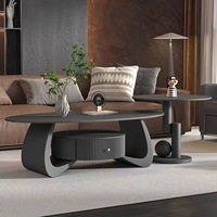 Table basse moderne en pierre frittée avec cadre en fer et rangement, table centrale portable pour salon, hôtel, appartement