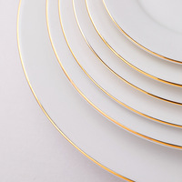 Assiettes en porcelaine personnalisées, dorées et blanches, vaisselle de restaurant, couverts de luxe pour mariage