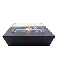 Table de foyer au gaz naturel portable - Chauffage extérieur moderne en béton pour jardin avec 65000 BTU