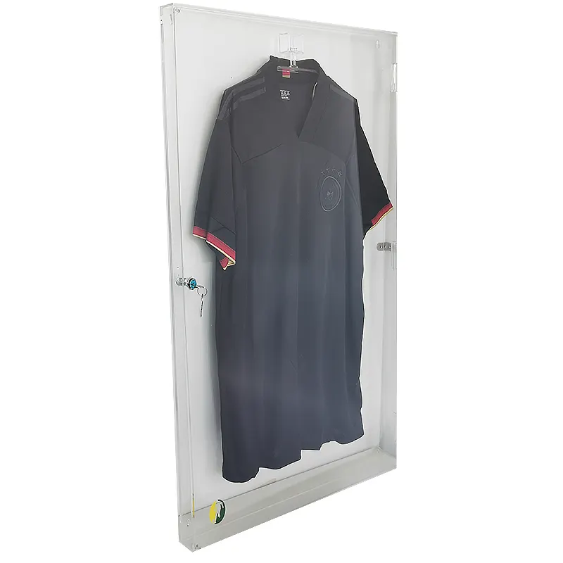 Vetrina in Jersey acrilico trasparente per montaggio a parete cornice per T-Shirt in Lucite Display personalizzato Casw con serratura
