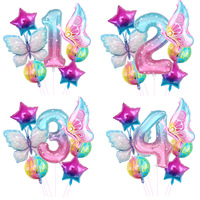 Ensemble de ballons en aluminium à thème papillon numéro de ciel étoilé pour jouets de décoration de fête d'anniversaire pour enfants