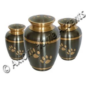 Solid Brass Pet Cremation Urn Charcoal Grey With Silver Paws <b>Engraved</b> for Pet Ashes by Axiom Home Accents - Product Image 3