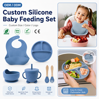 Ensemble de vaisselle multifonctionnel pour bébé YMS, 6 pièces, ensemble d'alimentation pour bébé en silicone, assiette, bavoir, bol, cuillère, fourchette, tasse