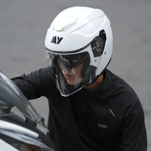 Haute qualité adulte <span class=keywords><strong>demi</strong></span>-visage vélo électronique ABS casques blindé Double lentille course autocollants visage ouvert casque de moto - Product Image 6
