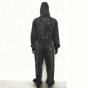 Men's Hoodies Rhinestone 100% Cotton <b>Sweatpants</b> and Hoodie Acid Wash Set <b>Oversized</b> Full Zip up Custom Heavyweight for Men - Product Image 2