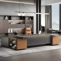Ensemble de bureau et chaise en bois pour directeur général avec casiers, design minimaliste moderne, mobilier commercial