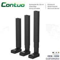 Kit de colonne de levage électrique silencieuse 24VDC 800N à 3 étages, vitesse rapide 40 mm/s, course de 650 mm avec contrôleur à mémoire pour bureau