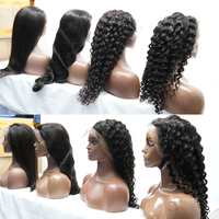 Cheveux Humains Brésiliens Remy Double Drawn en Gros, HD Transparent pour Perruque Lace Front, Ondulation Profonde Haute Densité pour Femmes Noires