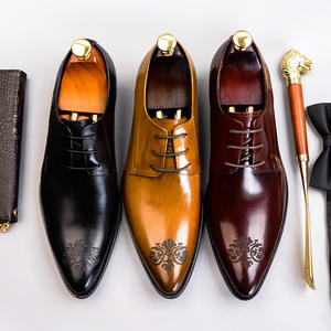 Chaussures habillées en cuir véritable pour hommes, élégantes et classiques, antidérapantes et respirantes, chaussures décontractées pour hommes. - Product Image 3