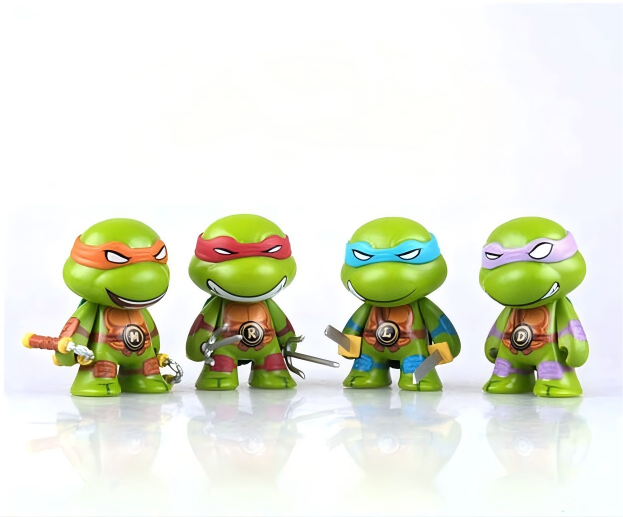 4 Figurines Tortues Ninja Adorables en Version Q