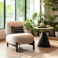 Fauteuil de détente moderne couleur crème pour petits salons, fauteuil inclinable pour petits espaces, fauteuil en laine d'agneau, fauteuil de relaxation