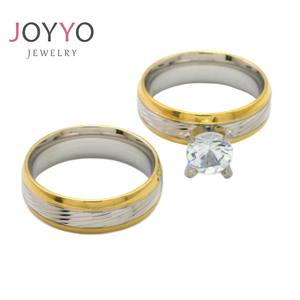 Custom Rvs Trouwringen Romantische Diamond Engagement Paar Ringen - Product Image 4