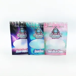 Custom Design Resealable Freeze Dried Candy Aluminum Foil Doypack Stand Up Pouches Ziplock Mylar Bags For Food Packaging