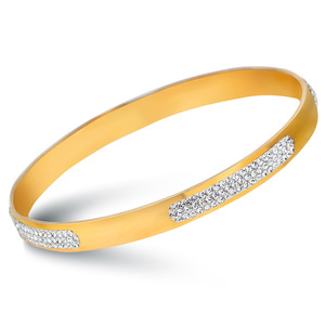 Pulsera de Diamantes de 6 mm, Chapada en Oro de 18K, Acero de Titanio, Corte Brillante Redondo, Diamantes Sintéticos Cultivados en Laboratorio, Unisex, Uso Diario - Product Image 1