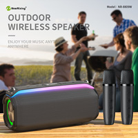 2 Mikrofonlu NR8809W RGB BT HIFI Müzik Çift Mikrofonlu Surround Karaoke Amfi Hoparlör Kablosuz KTV Açık Hava Ev Taşınabilir Kemerli