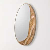 Miroir mural en marbre naturel biologique de luxe avec bordure en or champagne pour la décoration intérieure design