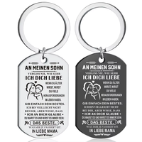 Porte-clés personnalisé en acier inoxydable, cadeau allemand simple et personnalisé pour fils, porte-clés avec lettrage de marque