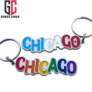 13 años de fábrica personalizada la bandera de Chicago con corazones lo dice todo llavero de esmalte de Metal - Product Image 4