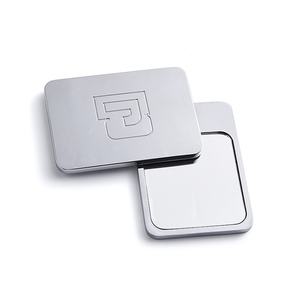 Hot Selling Rectangle Silver Embossed Metal Rotatable Mini Vanity Makeup Mirror - Product Image 5