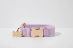 Correa de perro de pana lavanda. Intervenga para niña perro. Cachorro con lazo personalizado. Conjunto de arnés y correa para collar de perro - Product Image 3