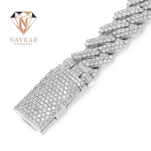 Hip Hop Style Cuban Link Bracelet Fully Sterling Silver Diamond Bracelet Silver Plated Diamond Link Bracelet For <b>Men</b> - Product Image 2