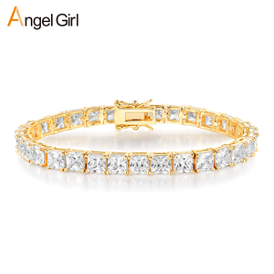 Bracelet tennis pour femme en laiton plaqué or 18 carats avec zircones cubiques de haute qualité, chaîne à griffes, <span class=keywords><strong>accessoires</strong></span> de mode exquis - Product Image 1