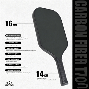 Raquette de pickleball TITAN1.0 approuvée USAPA, noyau en nid d'abeille durable, 16 mm, en fibre de carbone et titane, pour l'entraînement et le divertissement - Product Image 5