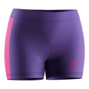 Shorts Deportivos Morados Sublimados para Gimnasio, Shorts de Voleibol para Mujer con Corte Ajustado y Entrepierna de 3.5' - Product Image 5